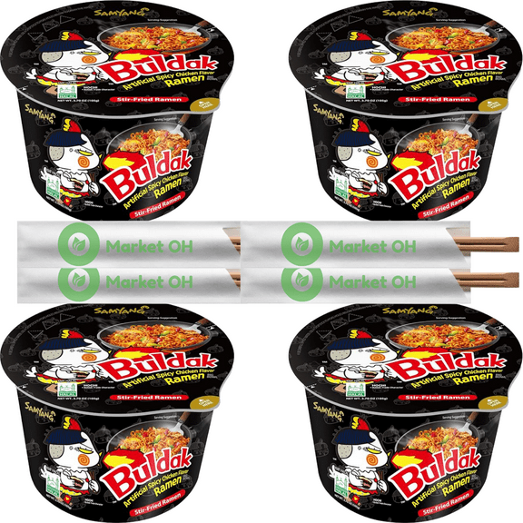 SAMYANG Buldak Korean Spicy Chicken Flavored Big Bowl Instant Noodle (4pk x 105g) - Try the Viral Fire Noodle Challenge!â¦
