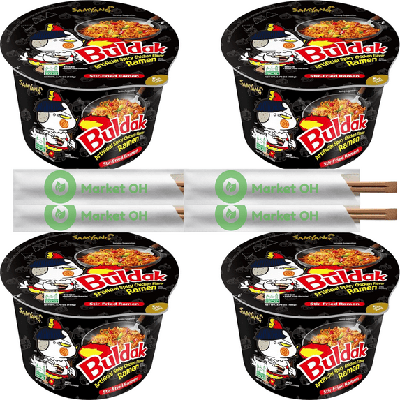 SAMYANG Buldak Korean Spicy Chicken Flavored Big Bowl Instant Noodle (4pk x 105g) - Try the Viral Fire Noodle Challenge!â¦
