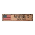 thumbnail image 1 of SAN ANTONIO TX UNITED STATES Vintage Plastic Street Sign American flag city country gift | Indoor/Outdoor | 18" Wide, 1 of 4
