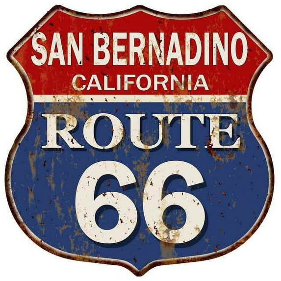 SAN BERNADINO, CALIFORNIA Route 66 Shield Metal Sign Man Cave 211110013049