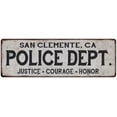 thumbnail image 1 of SAN CLEMENTE, CA POLICE DEPT. Home Decor Metal Sign Gift 6x18 106180012539, 1 of 1