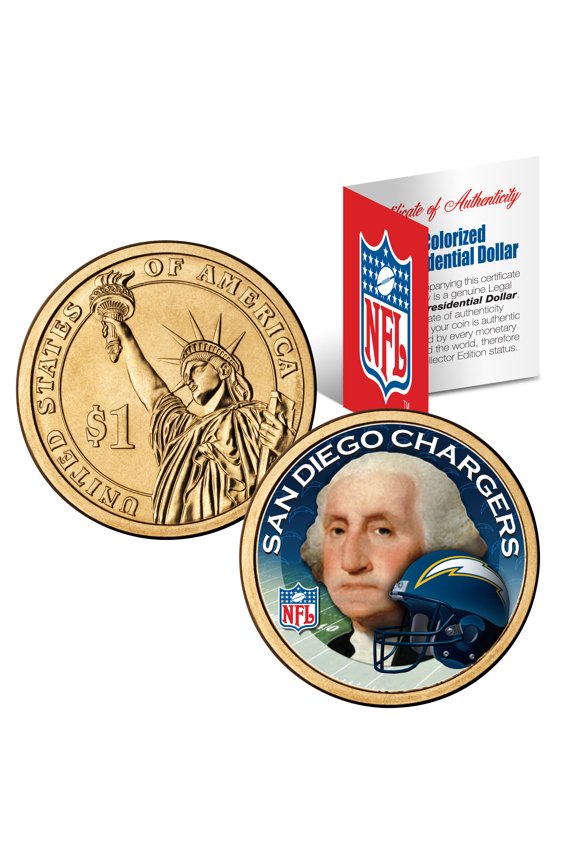 SAN DIEGO CHARGERS Colorized Presidential $1 Dollar Coin Football NFL LICENSED