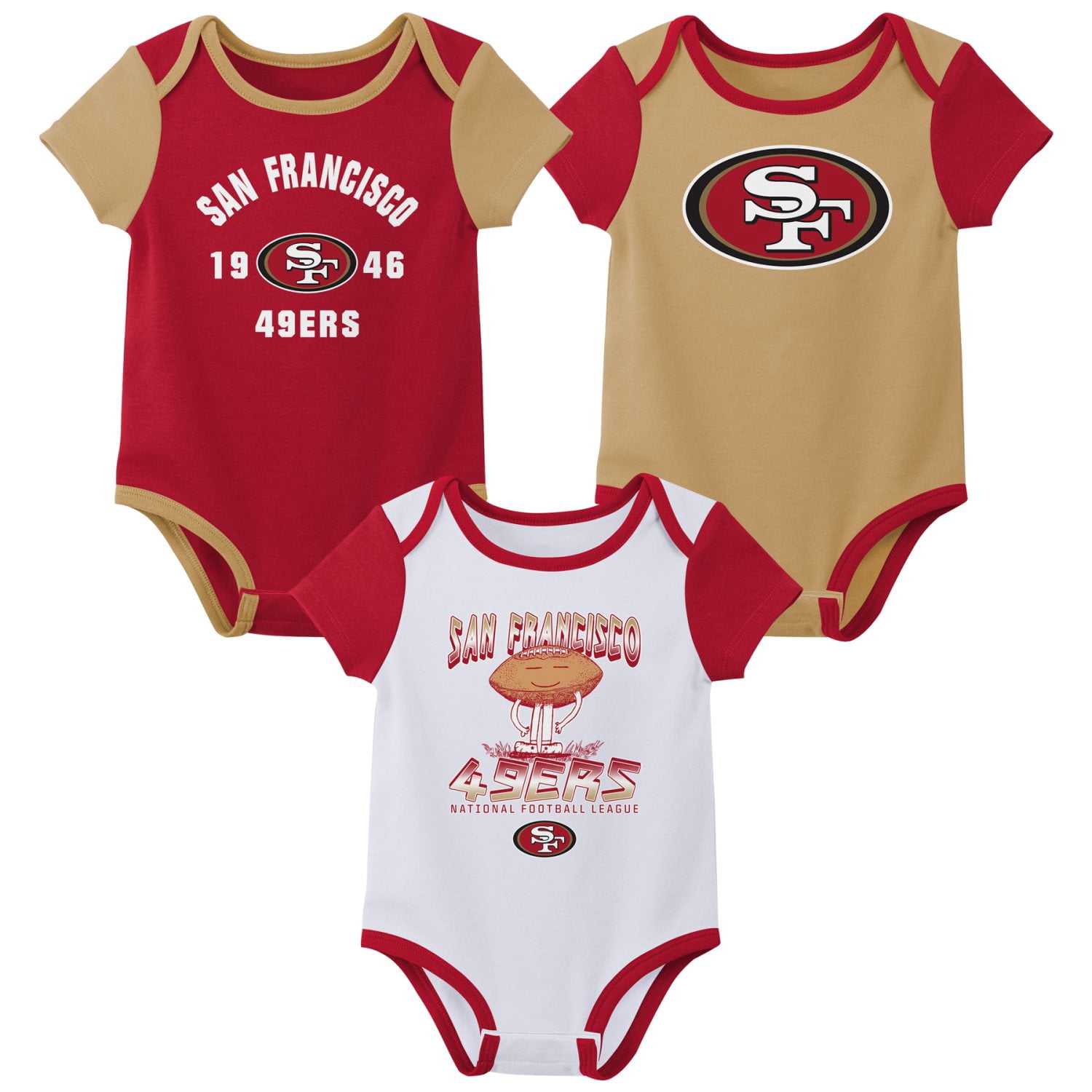 SAN FRANCISCO 49ERS NFL Infant Boys 3 Pack Onesie Game Day Fan Apparel