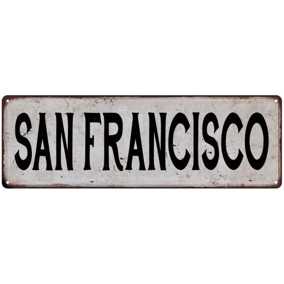SAN FRANCISCO Vintage Look Rustic Metal City State Sign 6 x 18 High Gloss Metal 206180041370