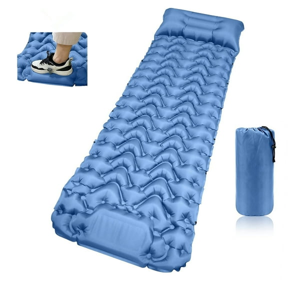 SAN LIKE Camping Sleeping Pad 3.54in Thickened Ultralight Foot Press Inflatable Lightweight and Compact Waterproof Sleeping Mat for Hiking Picnic Traveling Backpacking(Blue & 77.16*26.77in)