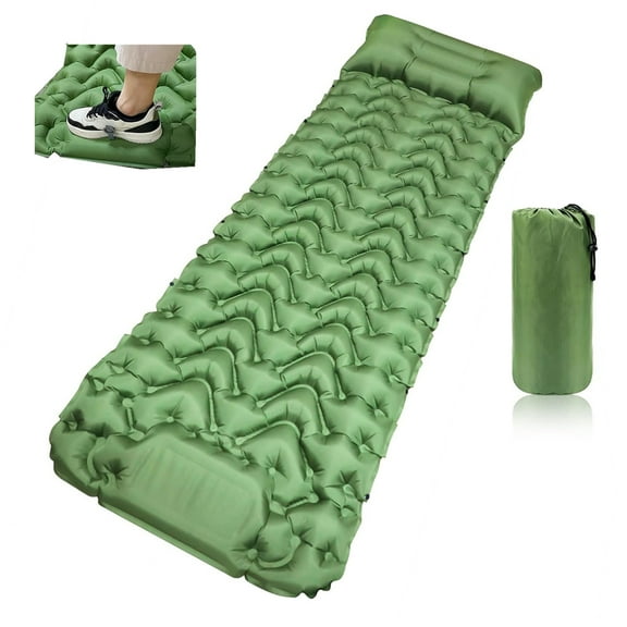 SAN LIKE Camping Sleeping Pad 3.54in Thickened Ultralight Foot Press Inflatable Lightweight and Compact Waterproof Sleeping Mat for Hiking Picnic Traveling Backpacking(Green & 77.16*26.77in)