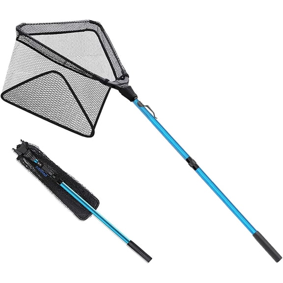 SAN LIKE Fishing Net Fish Landing Nets Collapsible Fishing Nets Telescopic Fly Nets Sturdy Pole Handle for Saltwater Freshwater Extending to 47.2in-69in & Blue-M