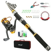 SAN LIKE Fishing Rod and Reel Combos, Carbon Fiber Telescopic Fishing Pole Combo Set Quick Set Spinning Reel with Lures Accessories Travel Kit and Carrier Bag for Saltwater Freshwater 9.8FT