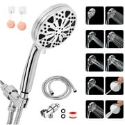 SAN LIKE Shower Head 8+2 Mode High Pressure Shower Head Adjustable Hand Held Shower Head Power Clean - with 2 Bath Balls and 2 Clear Hooks, Leak Resistant & 2.5 GPM & Chrome