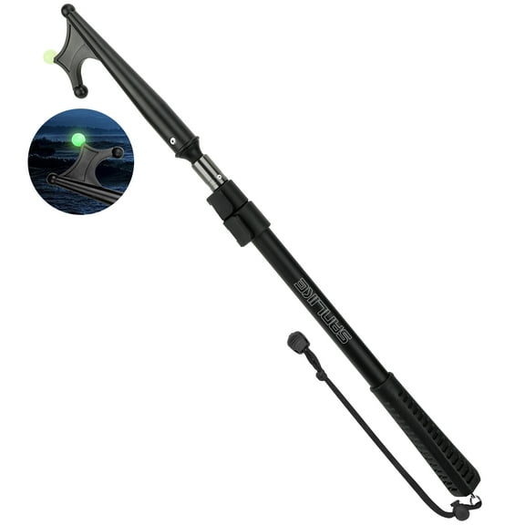 SAN LIKE Telescopic Boat Hook - 3 Stage Aluminum Alloy Boat Hook for Docking 4.2 Feet Durable Rust-Resistant Telescoping Boat Hook Pole with Luminous Bead Boating Push Pole for Docking Black