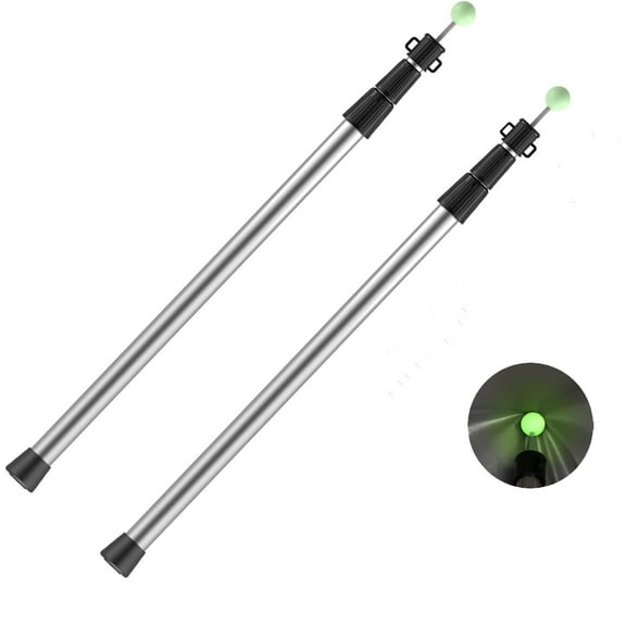 SAN LIKE Telescoping Tarp Poles Tent Poles, 96" Aluminum Canopy Poles Extendable Pole for Awning Shelter Camping Hiking Backpacking, Luminous Tip Cap Design, Set of 2, Silver