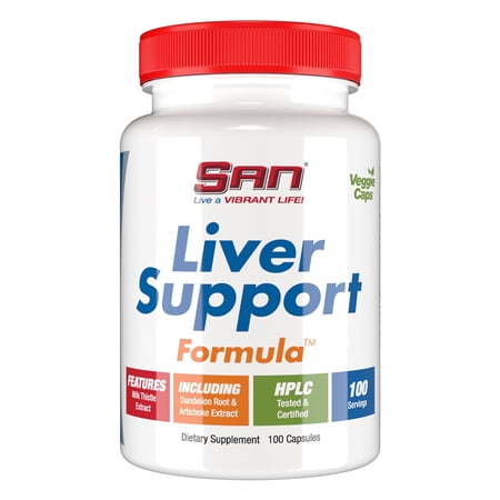 SAN Nutrition Liver Support Formula with Milk Thistle, Dandelion Rood, and Artichoke Extracts for Natural Detoxification, 100 Count