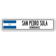 SAN PEDRO SULA HONDURAS Street Sign Honduran flag city country road wall gift