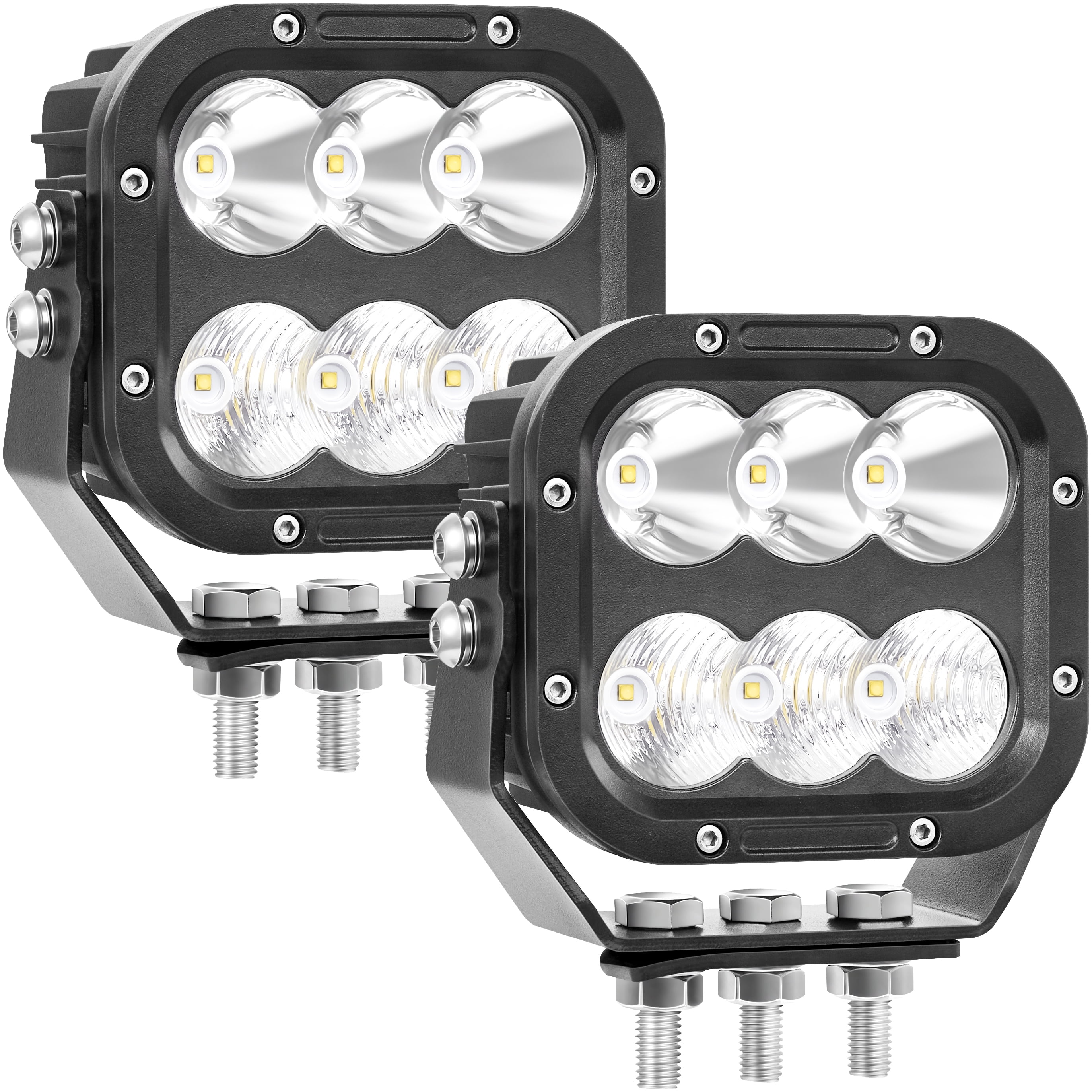 SAN YOUNG LED Off Road Lights, 5 Inch LED Driving Lights for Truck Cube 120W 11000lm Combo Beam Car Boat ATV RV Wrangler Ford Pickup Tractor Square LED Work Light Pods 12V 24V Fog Light, Pair
