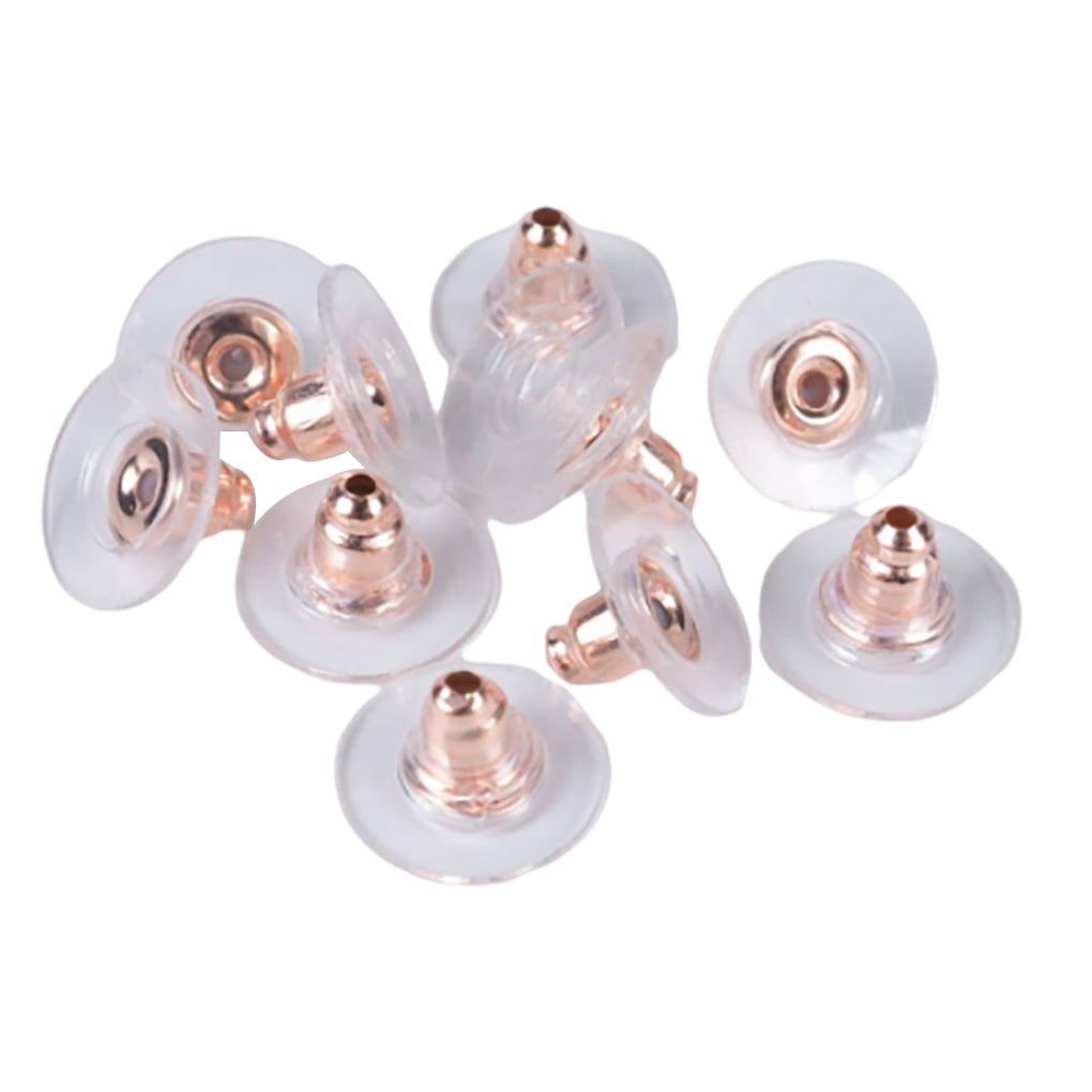 SANAG 100 Pair Earring Backs for Studs with Pad Rubber Pierced Safety Back  Plated Replacements Hooks Supplies Decoration Jewelry Kit rose gold 