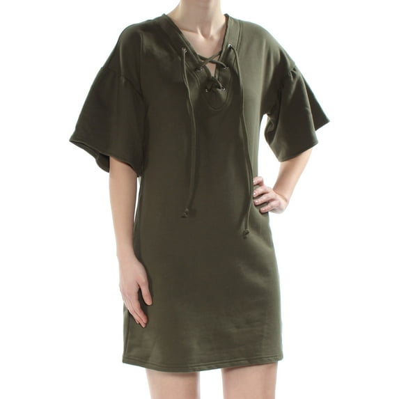 SANCTUARY $119 Womens New 1111 Green Lace Neck Short Sleeve Shift Dress XS B+B