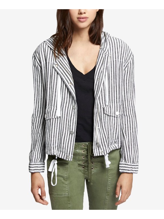 $149 Womens New 1468 Gray Hooded Stripe Pr Jacket XS B+B