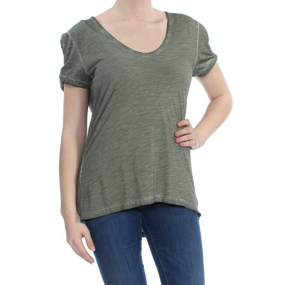 SANCTUARY $49 Womens New 1396 Green Twist Sleeve Soft T-Shirt Top M B+B