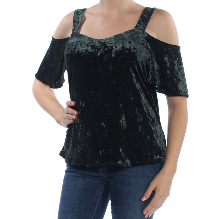 SANCTUARY 79 Womens New 1454 Green Cold Shoulder V Neck Short Sleeve Top M B B Walmart