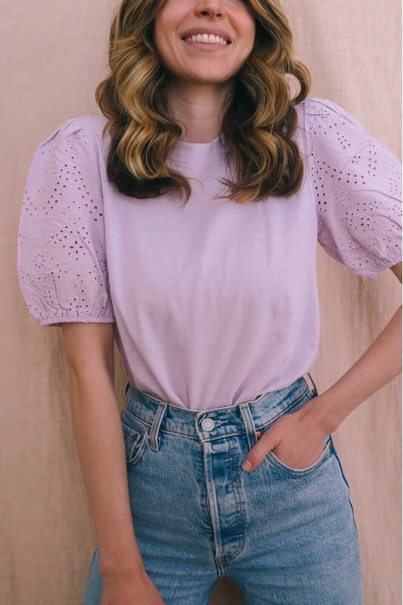 Cotton Not So Basic T-Shirt Purple Womens Size L MSRP $69