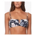 thumbnail image 1 of SANCTUARY Women's Black Floral Stretch Tie Removable Cups Bikini Adjustable V-Wire Night In The Jungle Swimsuit Top M, 1 of 3