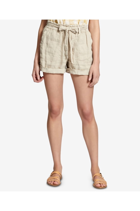 Womens Beige Tie Waist Shorts XS