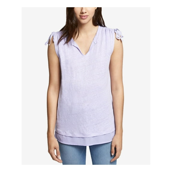 SANCTUARY Womens Purple Tie Sleeveless V Neck T-Shirt S