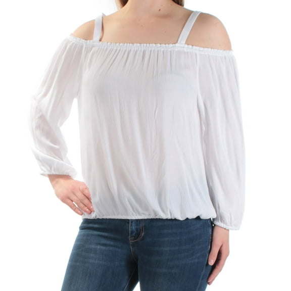 SANCTUARY Womens White Cold Shoulder Long Sleeve Square Neck Top Size: XS