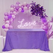SANCUA 2 Pack Sequin Tablecloth for Parties 60x84 Inch - Sparkle Glitter Table Cloth Laser Rectangle Table Cover Overlay for Wedding Baby Shower Ceremony Birthday Holiday Banquet,Purple