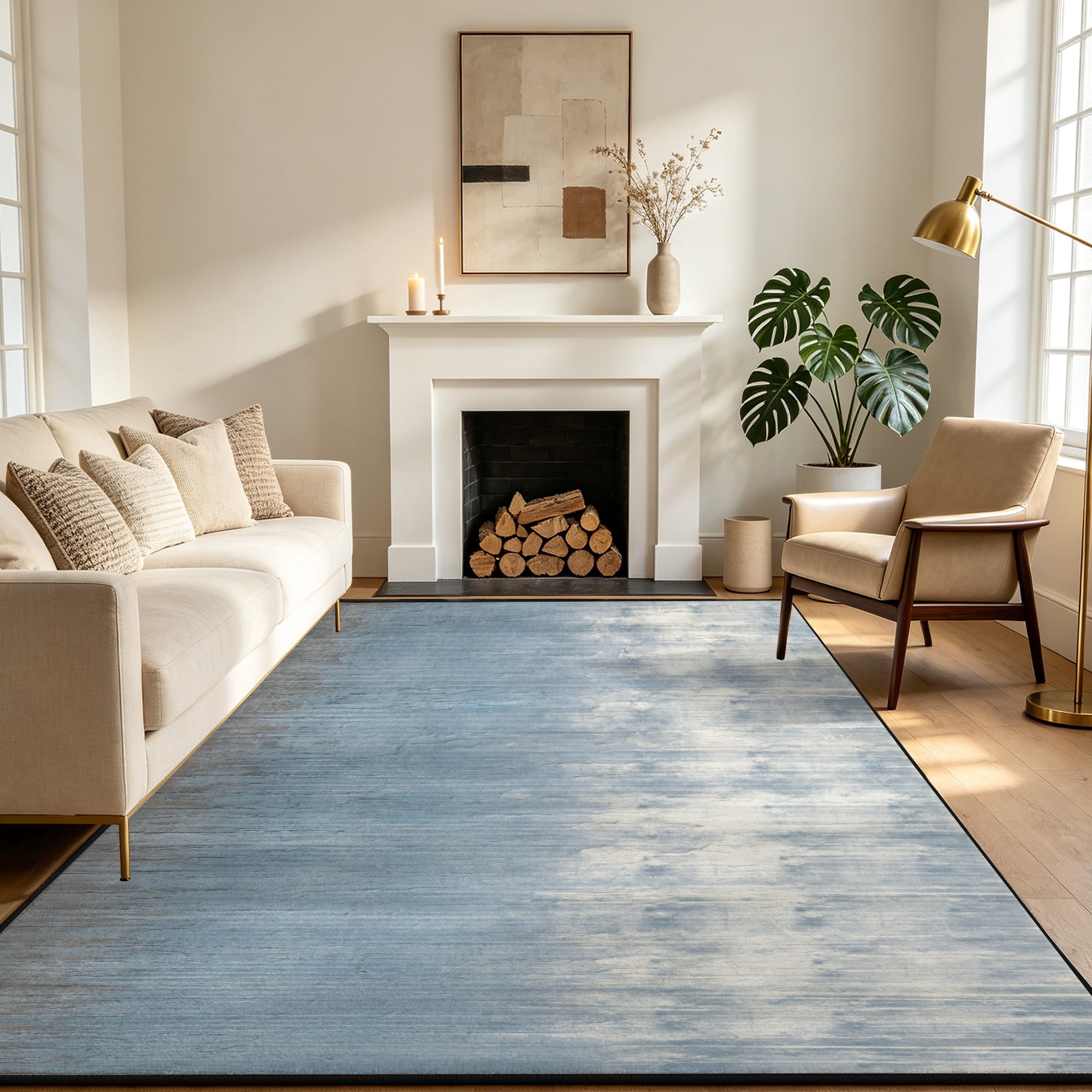 Sand Soft Fall SAND KEEPER 5' x 7' Washable Non Slip Area Rug, Modern Abstract Dusty ...