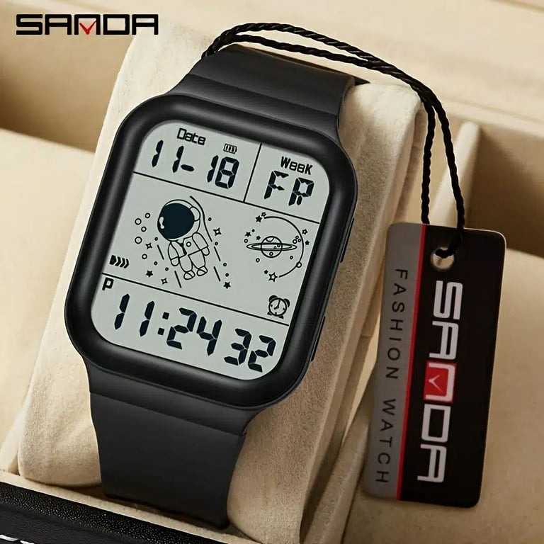Men silica gel led glow fashion outdoor sports quartz watch 2025