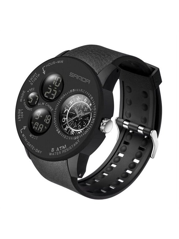 2022 Fashion Outdoor Mens Watches Top Brand Military Sports Quartz Watch Dual Display Wristwatch Waterproof Clock 6036