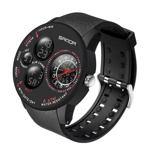 SANDA 2022 Fashion Outdoor Mens Watches Top Brand Military Sports Quartz Watch Dual Display Wristwatch Waterproof Clock 6036