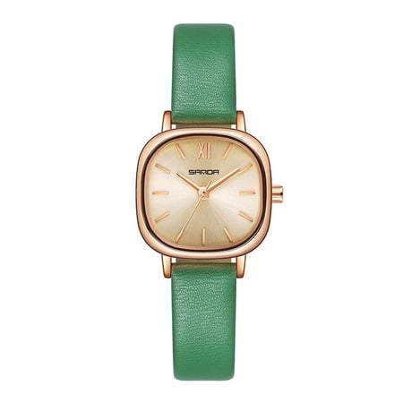 SANDA 2022 Fashion Rose Gold Watches Women Quartz Watch Luxury Casual Leather Wristwatch for Lady Clock Relogio Feminino P1098
