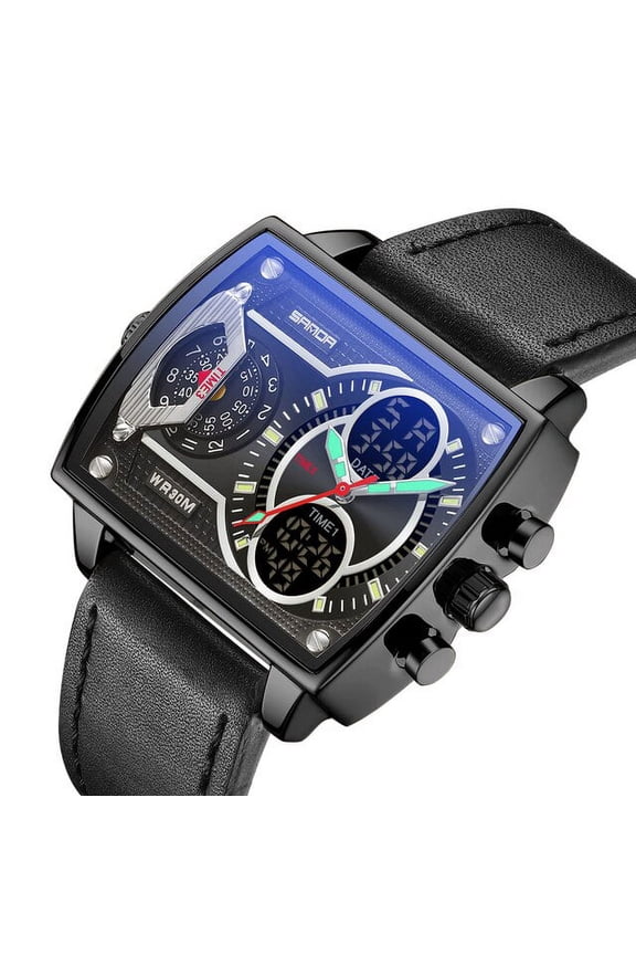 2022 New Luxury Mens Watches Top Brand Fashion Digital Quartz Dual Display Wristwatch For Men Clock Relogio Masculino 6032
