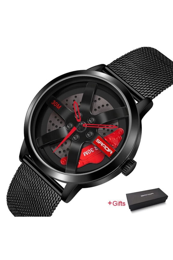Fashion Wheel Series Dial Men Watches Waterproof Quartz Movement Wristwatch Casual Leather Watch Relogio Masculino P1075