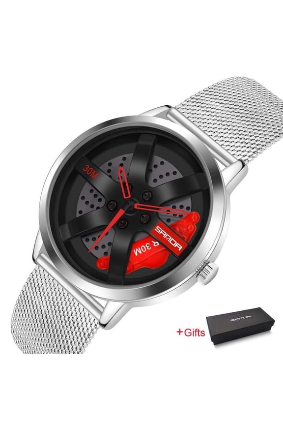 Fashion Wheel Series Dial Men Watches Waterproof Quartz Movement Wristwatch Casual Leather Watch Relogio Masculino P1075