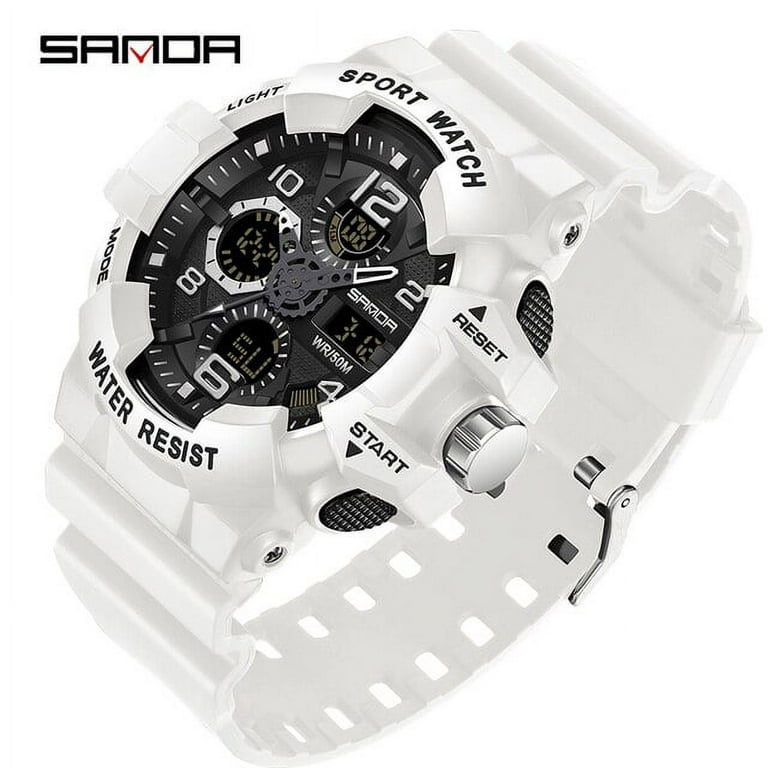 SANDA Men Military Watches White Sport Watch LED Digital 50M Waterproof  Watch Men Multifunction Clock Relogio Masculino