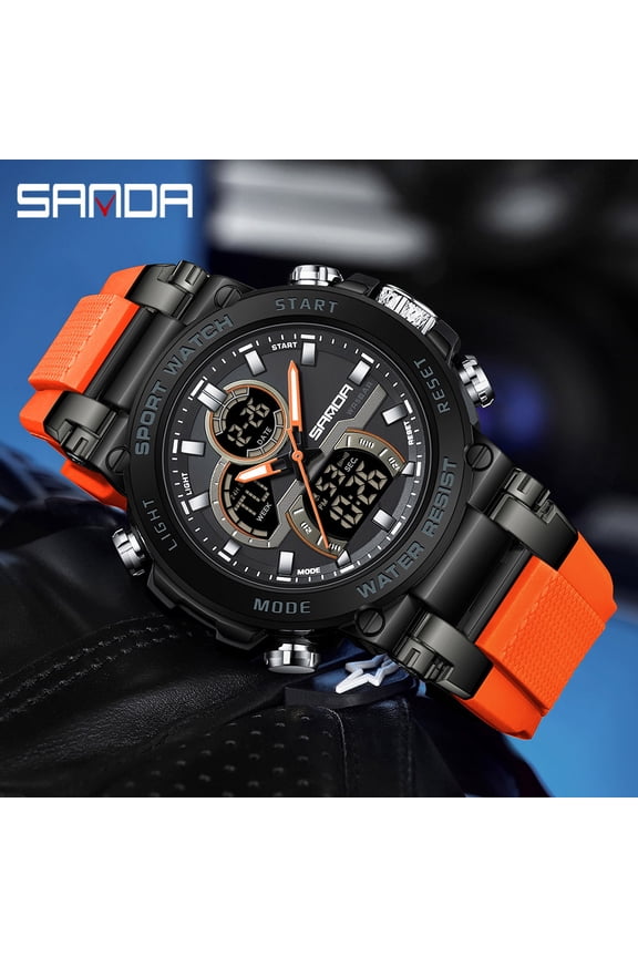 Top Brand Men's Watch Outdoor Sports Dual Display Quartz Wrist watch Waterproof Chronograph Stopwatch G Style Male Clock 6183