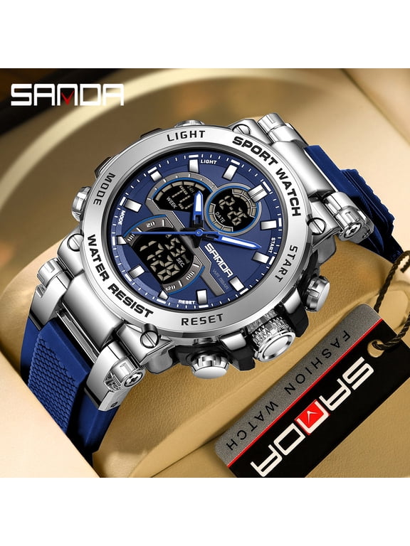 Top Brand Men's Watch Outdoor Sports Dual Display Quartz Wrist watch Waterproof Chronograph Stopwatch G Style Male Clock 6183