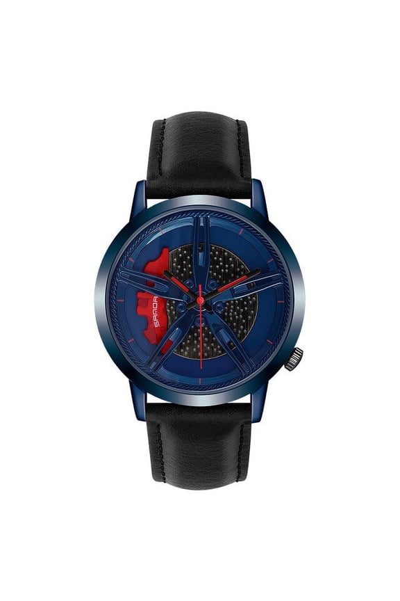 Top Brand New Men's Watches Fashion Casual Car Wheel Dial Leather Watch for Men Waterproof Quartz Movement wristwatch 1040