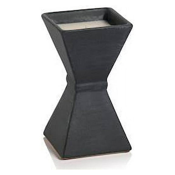 SANDALWOOD LEAF and TOBACCO Zodax Black Trapezoid Earthenware 7 oz Scented Candle