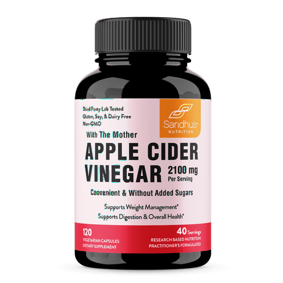 SANDHU'S Apple Cider Vinegar | 120 Capsules | Natural Supplement for Overall Wellness Support