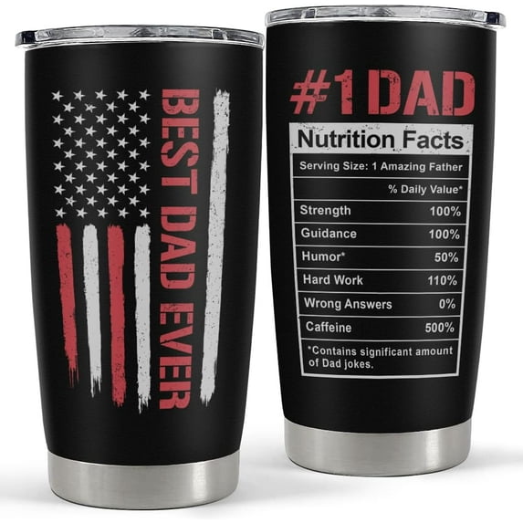 SANDJEST Best Dad Ever 20oz Insulated Tumbler with Lid for Father - Double-wall Insulated Stainless Steel Mug - Coffee Cup for Outdoor Travel Sport Office, Gift for Birthday Father’s Day