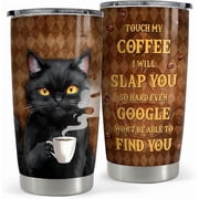 SANDJEST Black Cat Tumbler 20oz Stainless Steel Insulated Coffee Travel Mug Cup for Men Women on Birthday Christmas