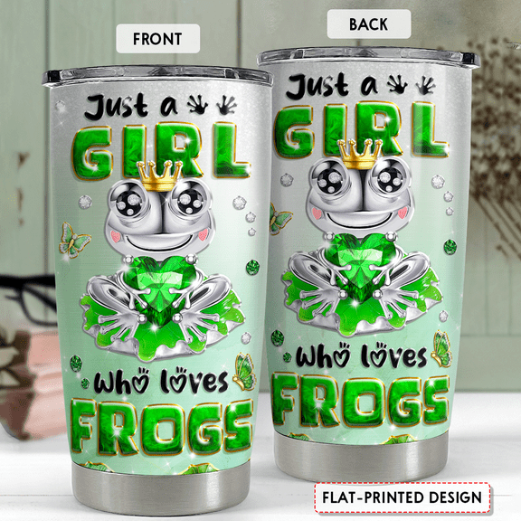 SANDJEST Frog Tumbler 20oz Girl Who Loves Frogs Cup Stainless Steel Insulated Tumblers Coffee Travel Mug for Girls Teen Gift for Birthday Christmas