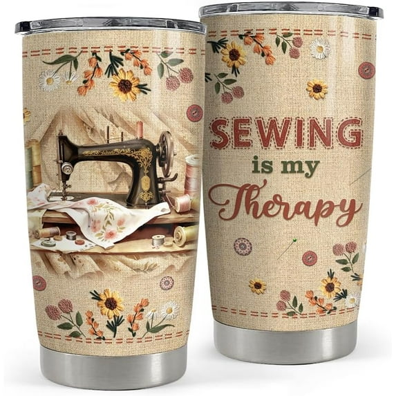 SANDJEST Sewing Tumbler 20oz Stainless Steel Insulated Coffee Travel Mug Cup for Women Girls Grandma Mom Sewing Gifts for Birthday Christmas Mothers Day