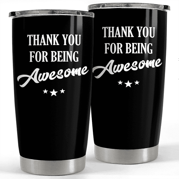 SANDJEST Thank You for Being Awesome Tumbler Gift Set - Birthday, Christmas, Appreciation Inspirational Gifts for Women, Men, Coworkers - 20oz Stainless Steel Insulated Coffee Travel Mug