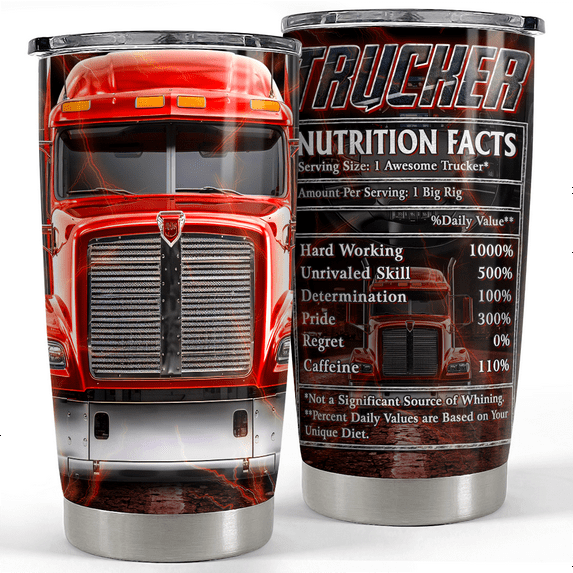 SANDJEST Trucker Gifts for Truck Driver Trucker Tumbler 20oz Stainless Steel Insulated Tumblers Coffee Travel Mug Cup Truckers Appreciation Gift for Men Dad