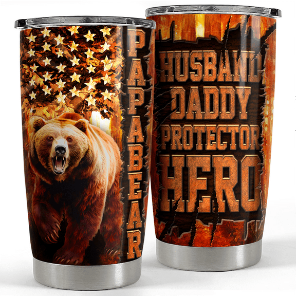 SANDJEST Tumbler For Dad 20oz Husband Daddy Protector Stainless Steel Insulated Tumblers Coffee Travel Mug Cup Gift for Dads Father Papa
